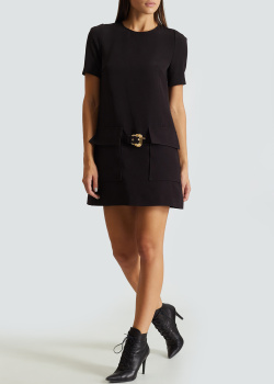 Черное платье-мини Versace Jeans Couture с короткими рукавами, фото